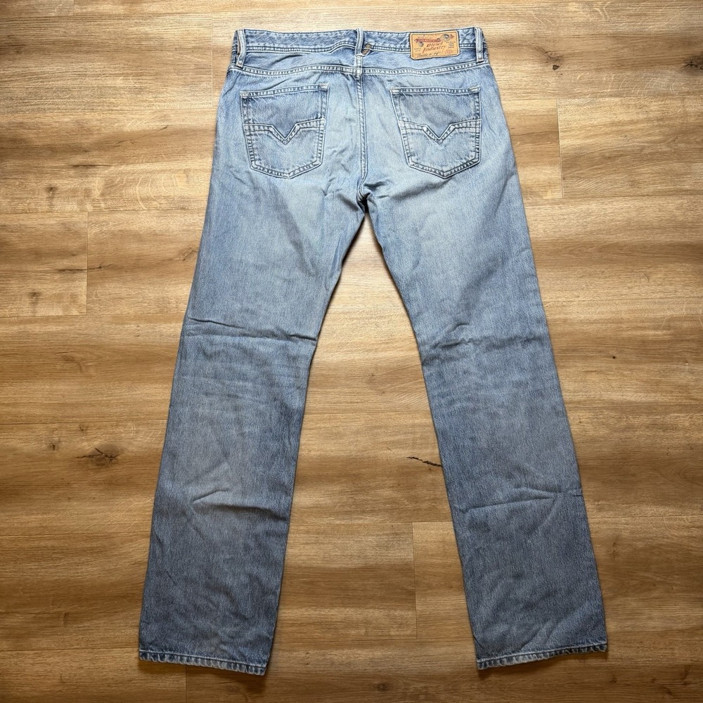 Diesel Larkee Jeans Mens 33x32 Blue Distressed Regular Straight Leg Denim 0800Z - Picture 2 of 16